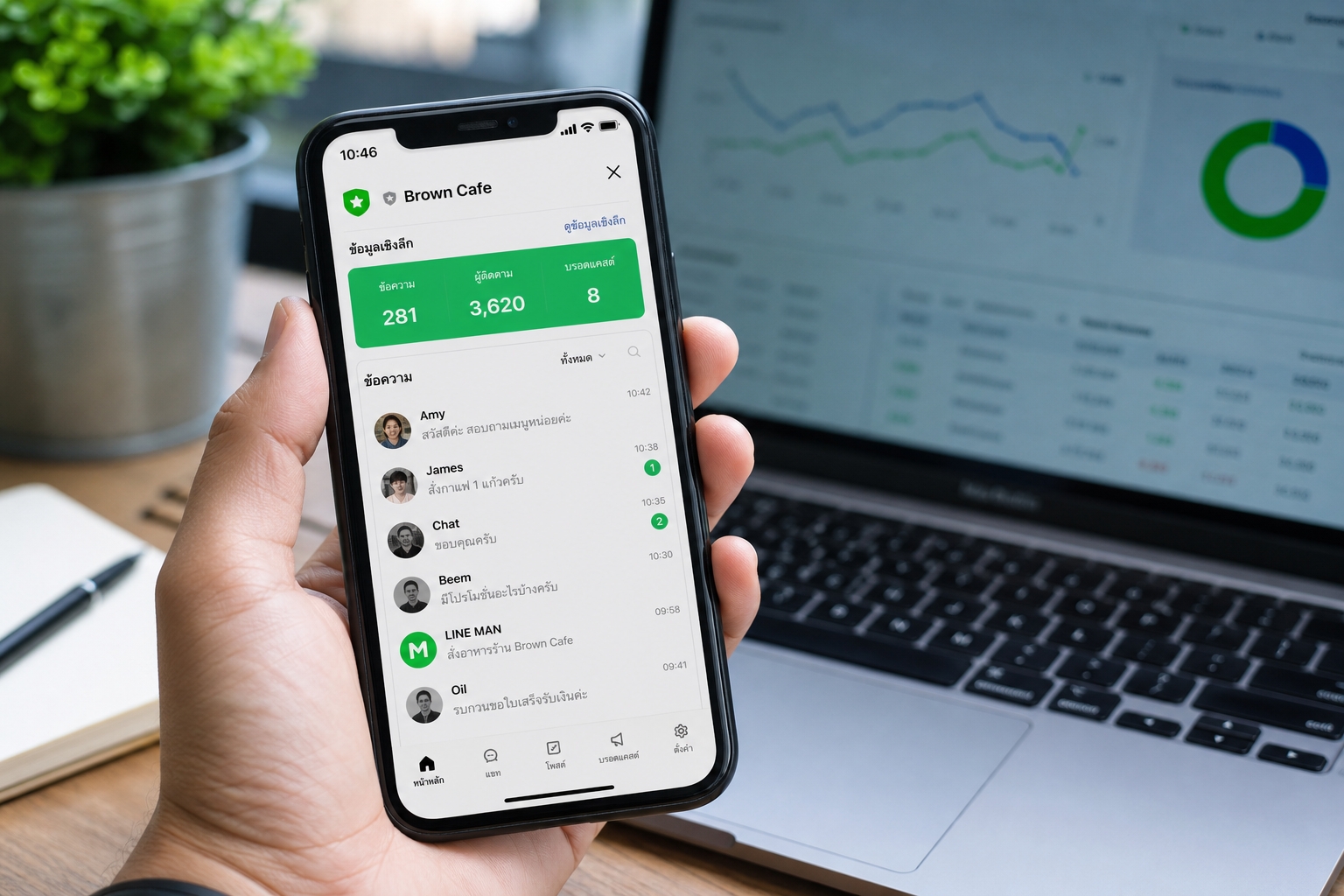 スマートフォンでLINE導線の成果を確認するイメージ